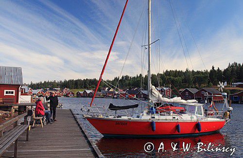 marina, wioska rybacka na wyspie Trysunda, Szwecja, Zatoka Botnicka, Hoga Kusten, Wysokie Wybrzeże